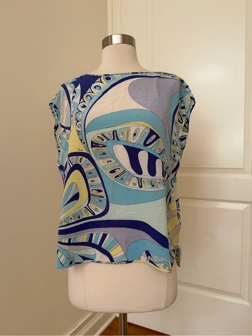 Emilio Pucci Blue Aqua and Navy Abstract Print Camisole
